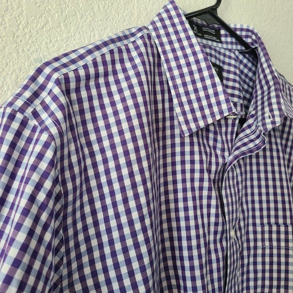 Nordstrom Men's Shop Trim Fit 100% Cotton Plaid Button-Up Shirt Size 16.5 - Picture 5 of 7